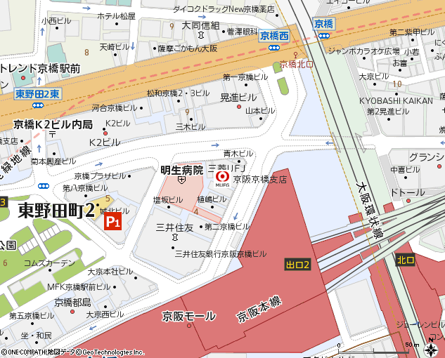 京阪京橋支店付近の地図